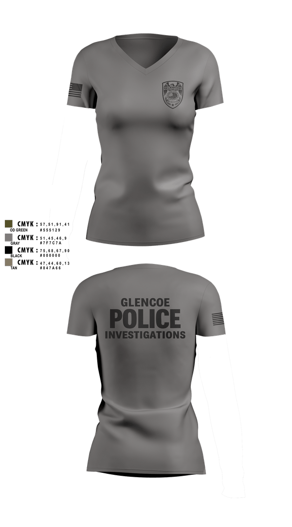 Womens Short Sleeve Vneck Shirt, Glencoe Investigations, Police, Teamtime, Team time, sublimation, custom sports apparel, team uniforms, spirit wear, spiritwear, sports uniforms, custom shirts, team store, custom team store, fundraiser sports, apparel fundraiser