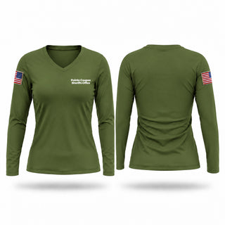 Womens Long Sleeve Vneck Shirt, Pointe Coupee Sheriffs Office, Police, Teamtime, Team time, sublimation, custom sports apparel, team uniforms, spirit wear, spiritwear, sports uniforms, custom shirts, team store, custom team store, fundraiser sports, apparel fundraiser