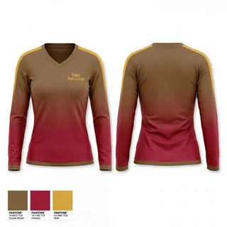 Womens Long Sleeve Vneck Shirt, Red falcons, Softball, Teamtime, Team time, sublimation, custom sports apparel, team uniforms, spirit wear, spiritwear, sports uniforms, custom shirts, team store, custom team store, fundraiser sports, apparel fundraiser