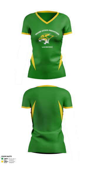 Womens Short Sleeve Vneck Shirt, Grand cities predators, Women's Lacrosse, Teamtime, Team time, sublimation, custom sports apparel, team uniforms, spirit wear, spiritwear, sports uniforms, custom shirts, team store, custom team store, fundraiser sports, apparel fundraiser