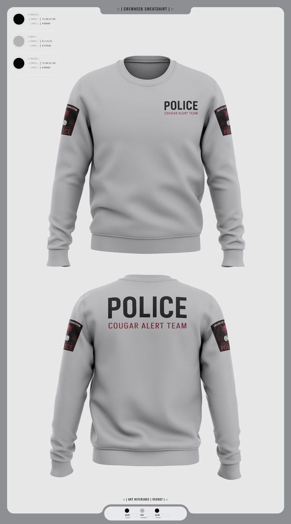 Crew Neck Sweatshirt, Cougar Alert Team 1, Police, Teamtime, Team time, sublimation, custom sports apparel, team uniforms, spirit wear, spiritwear, sports uniforms, custom shirts, team store, custom team store, fundraiser sports, apparel fundraiser