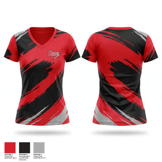 Womens Short Sleeve Vneck Shirt, Chicago Blitz Youth Football and Cheer, , Teamtime, Team time, sublimation, custom sports apparel, team uniforms, spirit wear, spiritwear, sports uniforms, custom shirts, team store, custom team store, fundraiser sports, apparel fundraiser