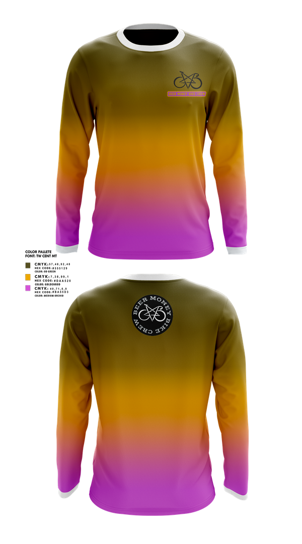 Long Sleeve Performance Shirt, Beer Money Bike Crew, Cycling, Teamtime, Team time, sublimation, custom sports apparel, team uniforms, spirit wear, spiritwear, sports uniforms, custom shirts, team store, custom team store, fundraiser sports, apparel fundraiser