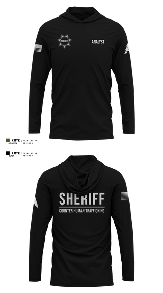 Long Sleeve Performance Shirt with hood, Ray County Sheriff Counter Human Trafficking Task Force, Police, Teamtime, Team time, sublimation, custom sports apparel, team uniforms, spirit wear, spiritwear, sports uniforms, custom shirts, team store, custom team store, fundraiser sports, apparel fundraiser