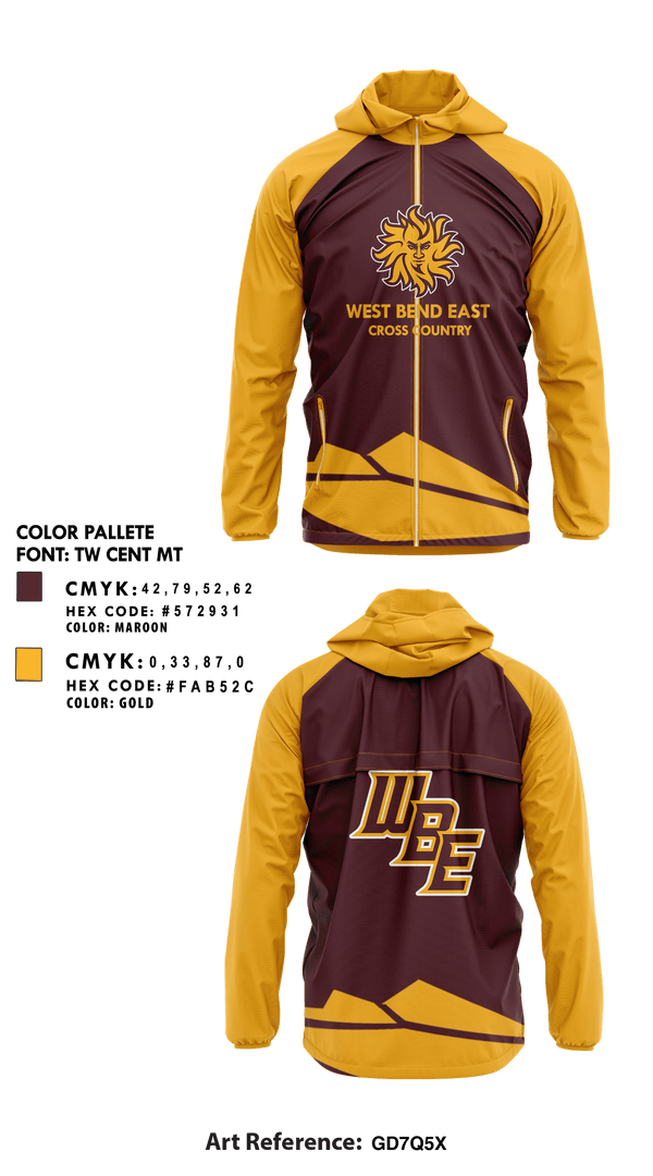 West Bend East High School Cross Country 4328921 Windbreaker - 1