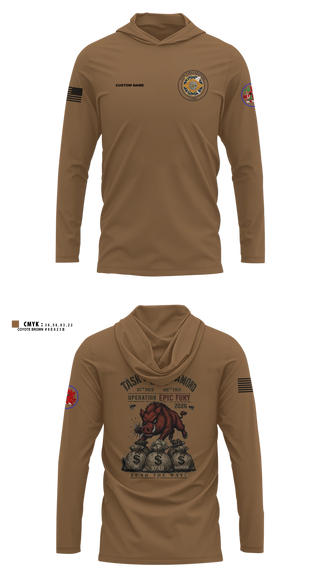 Long Sleeve hooded sunshirt, 93rd Finance Battalion, National Guard, Teamtime, Team time, sublimation, custom sports apparel, team uniforms, spirit wear, spiritwear, sports uniforms, custom shirts, team store, custom team store, fundraiser sports, apparel fundraiser