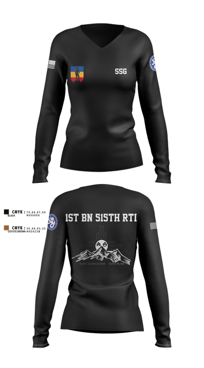 1st BN 515th RTI 17257625 Women's Long Sleeve V-neck Shirt - 3