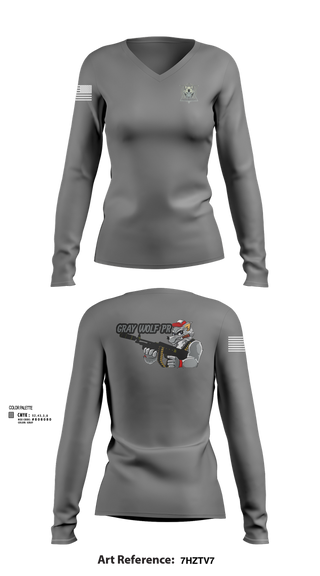 Womens Long Sleeve Vneck Shirt, Gray Wolf, , Teamtime, Team time, sublimation, custom sports apparel, team uniforms, spirit wear, spiritwear, sports uniforms, custom shirts, team store, custom team store, fundraiser sports, apparel fundraiser