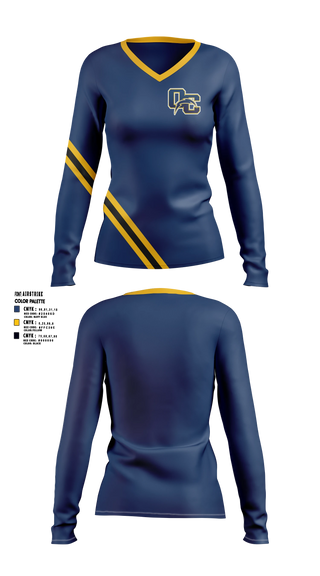 Womens Long Sleeve Vneck Shirt, Oakmont chargers, , Teamtime, Team time, sublimation, custom sports apparel, team uniforms, spirit wear, spiritwear, sports uniforms, custom shirts, team store, custom team store, fundraiser sports, apparel fundraiser