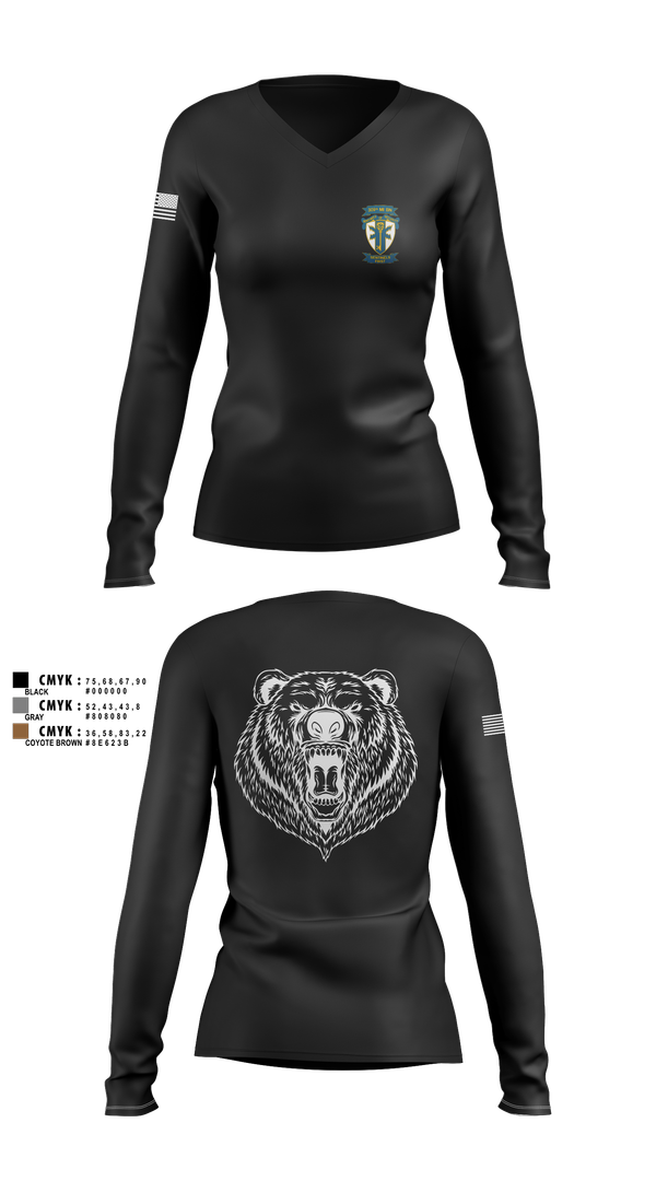 Womens Long Sleeve Vneck Shirt, HQ, 309TH MI BN, , Teamtime, Team time, sublimation, custom sports apparel, team uniforms, spirit wear, spiritwear, sports uniforms, custom shirts, team store, custom team store, fundraiser sports, apparel fundraiser