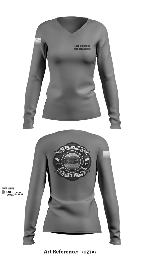 Womens Long Sleeve Vneck Shirt, Lake Mishnock Fire Department, , Teamtime, Team time, sublimation, custom sports apparel, team uniforms, spirit wear, spiritwear, sports uniforms, custom shirts, team store, custom team store, fundraiser sports, apparel fundraiser