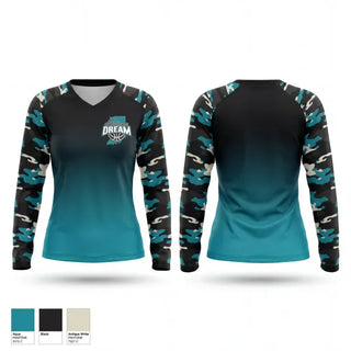 Womens Long Sleeve Vneck Shirt, Indiana Dream, Women's Basketball, Teamtime, Team time, sublimation, custom sports apparel, team uniforms, spirit wear, spiritwear, sports uniforms, custom shirts, team store, custom team store, fundraiser sports, apparel fundraiser