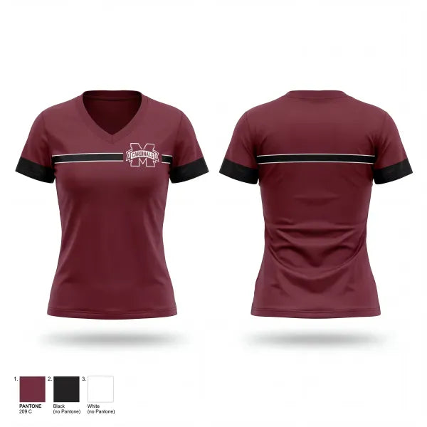 Womens Short Sleeve Vneck Shirt, Maud Cardinals, Baseball, Teamtime, Team time, sublimation, custom sports apparel, team uniforms, spirit wear, spiritwear, sports uniforms, custom shirts, team store, custom team store, fundraiser sports, apparel fundraiser