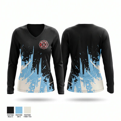 Firefighter Department Women's Long Sleeve V-neck Shirt - 1