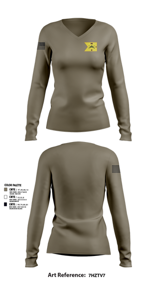 Womens Long Sleeve Vneck Shirt, E1-81 AR BDE, , Teamtime, Team time, sublimation, custom sports apparel, team uniforms, spirit wear, spiritwear, sports uniforms, custom shirts, team store, custom team store, fundraiser sports, apparel fundraiser
