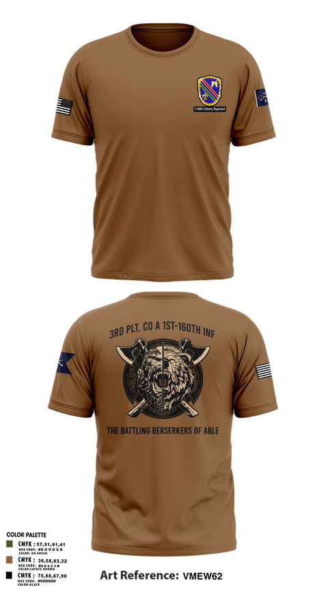 Old School Cotton Feel Shirt, Co A, 1st-160th INF, 79th IBCT, , Teamtime, Team time, sublimation, custom sports apparel, team uniforms, spirit wear, spiritwear, sports uniforms, custom shirts, team store, custom team store, fundraiser sports, apparel fundraiser
