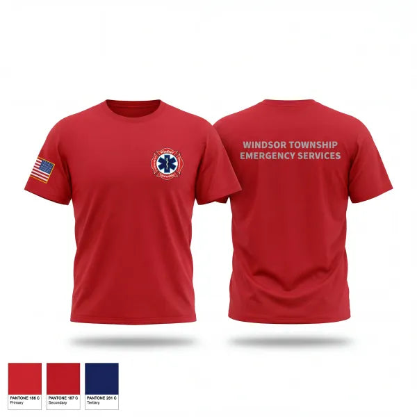 Old School Cotton Feel Shirt, Windsor Township Emergency Services, Fire Department, Teamtime, Team time, sublimation, custom sports apparel, team uniforms, spirit wear, spiritwear, sports uniforms, custom shirts, team store, custom team store, fundraiser sports, apparel fundraiser