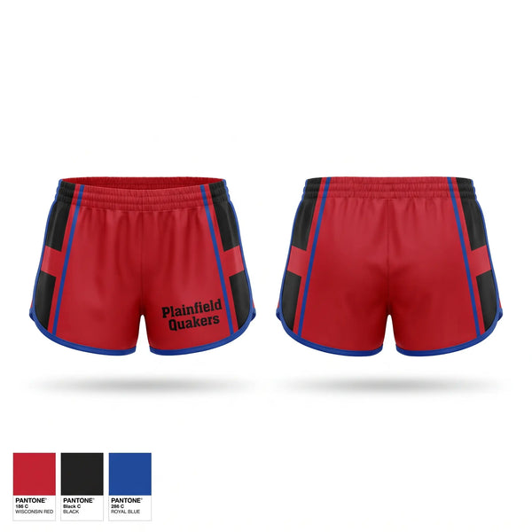 Womens Shorts, Plainfield Quakers, Wrestling, Teamtime, Team time, sublimation, custom sports apparel, team uniforms, spirit wear, spiritwear, sports uniforms, custom shirts, team store, custom team store, fundraiser sports, apparel fundraiser