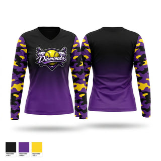Womens Long Sleeve Vneck Shirt, Diamonds of Talladega, Softball, Teamtime, Team time, sublimation, custom sports apparel, team uniforms, spirit wear, spiritwear, sports uniforms, custom shirts, team store, custom team store, fundraiser sports, apparel fundraiser