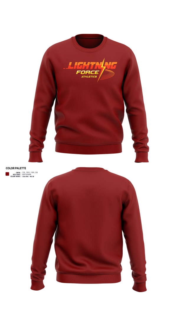 Crew Neck Sweatshirt, Lightning Force Athletics, Track & Field, Teamtime, Team time, sublimation, custom sports apparel, team uniforms, spirit wear, spiritwear, sports uniforms, custom shirts, team store, custom team store, fundraiser sports, apparel fundraiser