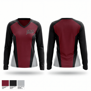 Womens Long Sleeve Vneck Shirt, Santa Paula Girls Softball, Softball, Teamtime, Team time, sublimation, custom sports apparel, team uniforms, spirit wear, spiritwear, sports uniforms, custom shirts, team store, custom team store, fundraiser sports, apparel fundraiser