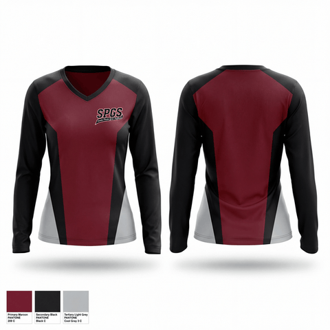 Womens Long Sleeve Vneck Shirt, Santa Paula Girls Softball, Softball, Teamtime, Team time, sublimation, custom sports apparel, team uniforms, spirit wear, spiritwear, sports uniforms, custom shirts, team store, custom team store, fundraiser sports, apparel fundraiser