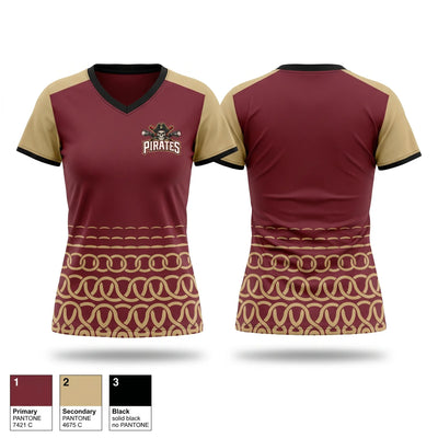Port City Pirates Women's Short Sleeve V-neck Shirt - 1