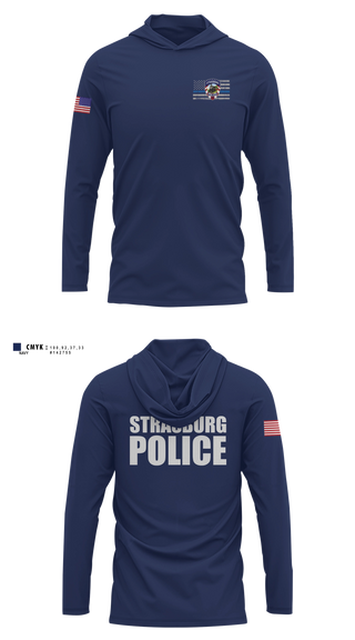 Long Sleeve Performance Shirt with hood, Strasburg Police, Police, Teamtime, Team time, sublimation, custom sports apparel, team uniforms, spirit wear, spiritwear, sports uniforms, custom shirts, team store, custom team store, fundraiser sports, apparel fundraiser