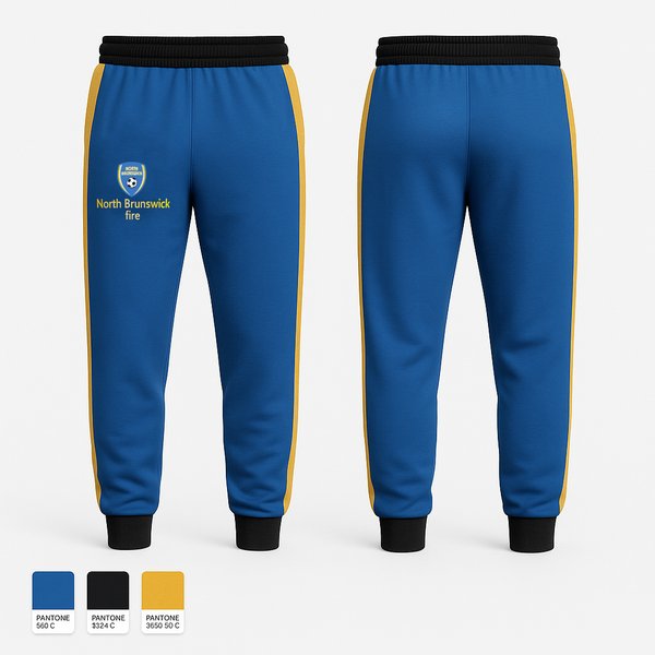Sweatpants, North Brunswick fire, Men's Soccer, Teamtime, Team time, sublimation, custom sports apparel, team uniforms, spirit wear, spiritwear, sports uniforms, custom shirts, team store, custom team store, fundraiser sports, apparel fundraiser