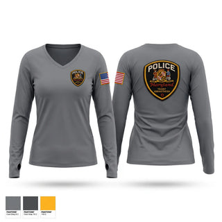 Womens Long Sleeve Vneck Shirt, MTA, Police, Teamtime, Team time, sublimation, custom sports apparel, team uniforms, spirit wear, spiritwear, sports uniforms, custom shirts, team store, custom team store, fundraiser sports, apparel fundraiser