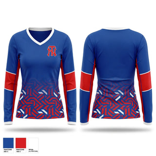 Womens Long Sleeve Vneck Shirt, Throgs Neck Little League, Baseball, Teamtime, Team time, sublimation, custom sports apparel, team uniforms, spirit wear, spiritwear, sports uniforms, custom shirts, team store, custom team store, fundraiser sports, apparel fundraiser