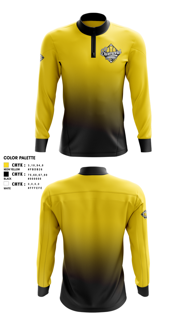 Quarter Zip Jacket, Diamond Daisies, Softball, Teamtime, Team time, sublimation, custom sports apparel, team uniforms, spirit wear, spiritwear, sports uniforms, custom shirts, team store, custom team store, fundraiser sports, apparel fundraiser