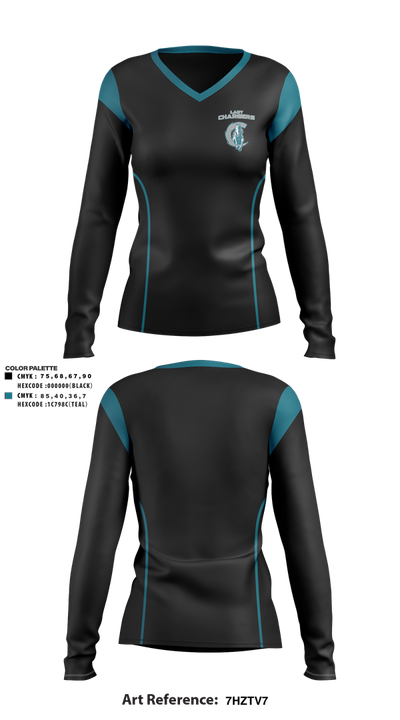 Lady Chargers 79726447 Women's Long Sleeve V-neck Shirt - 1