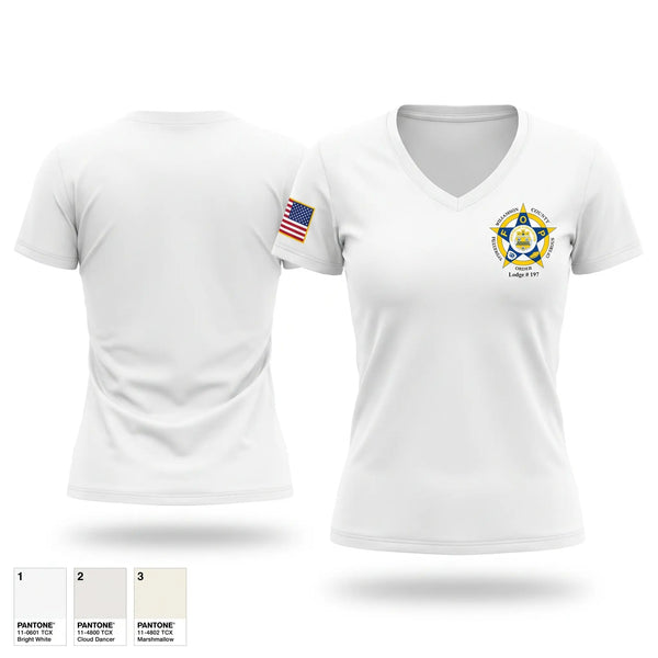 Womens Short Sleeve Vneck Shirt, Williamson County Fraternal Order of Police, Police, Teamtime, Team time, sublimation, custom sports apparel, team uniforms, spirit wear, spiritwear, sports uniforms, custom shirts, team store, custom team store, fundraiser sports, apparel fundraiser