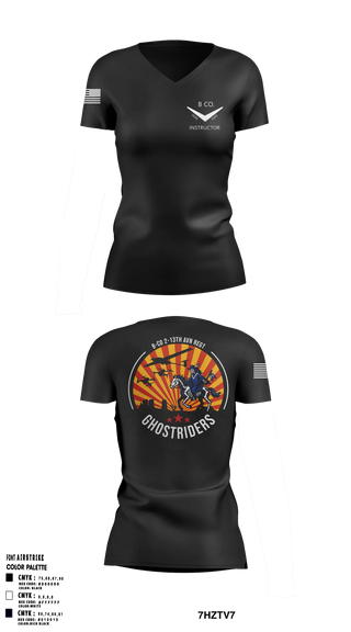 Womens Short Sleeve Vneck Shirt, Bravo Company, 2-13th AVN REGT, Army, Teamtime, Team time, sublimation, custom sports apparel, team uniforms, spirit wear, spiritwear, sports uniforms, custom shirts, team store, custom team store, fundraiser sports, apparel fundraiser