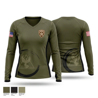 Womens Long Sleeve Vneck Shirt, Paulding County Sheriff's Office, Police, Teamtime, Team time, sublimation, custom sports apparel, team uniforms, spirit wear, spiritwear, sports uniforms, custom shirts, team store, custom team store, fundraiser sports, apparel fundraiser
