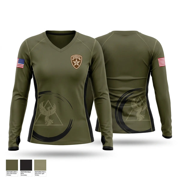 Womens Long Sleeve Vneck Shirt, Paulding County Sheriff's Office, Police, Teamtime, Team time, sublimation, custom sports apparel, team uniforms, spirit wear, spiritwear, sports uniforms, custom shirts, team store, custom team store, fundraiser sports, apparel fundraiser