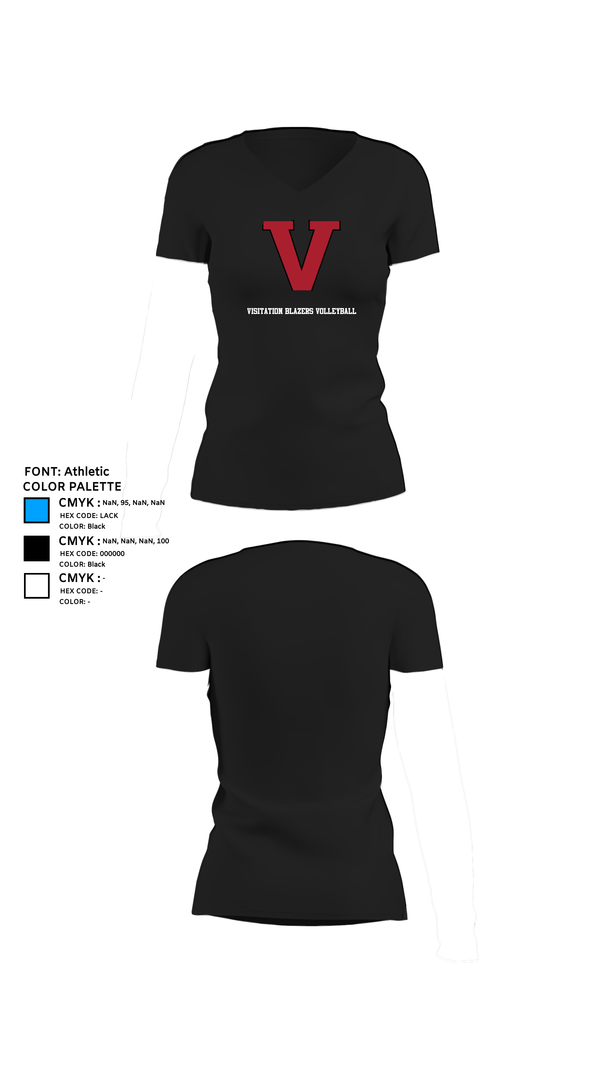 Womens Short Sleeve Vneck Shirt, Visitation Blazers Volleyball, Women's Volleyball, Teamtime, Team time, sublimation, custom sports apparel, team uniforms, spirit wear, spiritwear, sports uniforms, custom shirts, team store, custom team store, fundraiser sports, apparel fundraiser