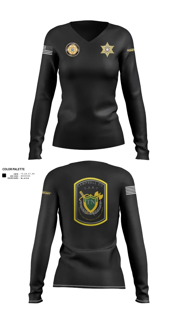 Womens Long Sleeve Vneck Shirt, C.C.S.O. CERT, , Teamtime, Team time, sublimation, custom sports apparel, team uniforms, spirit wear, spiritwear, sports uniforms, custom shirts, team store, custom team store, fundraiser sports, apparel fundraiser
