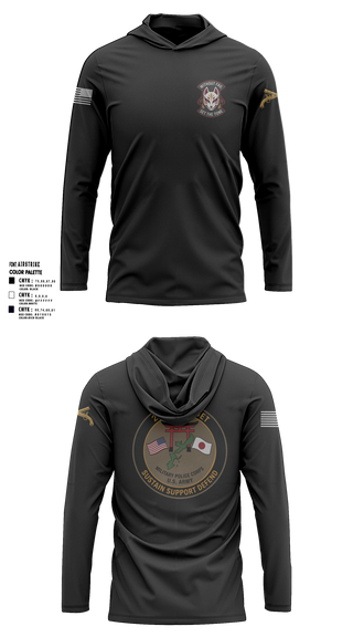 Long Sleeve Performance Shirt with hood, 247TH Military Police Detachment, Army, Teamtime, Team time, sublimation, custom sports apparel, team uniforms, spirit wear, spiritwear, sports uniforms, custom shirts, team store, custom team store, fundraiser sports, apparel fundraiser