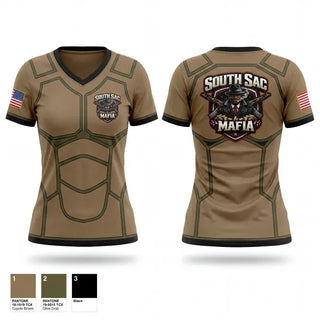 Womens Short Sleeve Vneck Shirt, SAC SOUTH, Army, Teamtime, Team time, sublimation, custom sports apparel, team uniforms, spirit wear, spiritwear, sports uniforms, custom shirts, team store, custom team store, fundraiser sports, apparel fundraiser