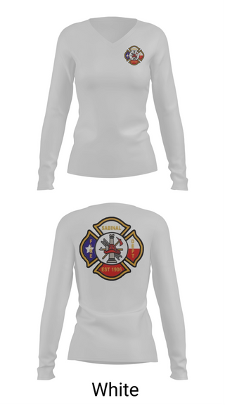 Womens Long Sleeve Vneck Shirt, Sabinal Volunteer Fire Department, Fire Department, Teamtime, Team time, sublimation, custom sports apparel, team uniforms, spirit wear, spiritwear, sports uniforms, custom shirts, team store, custom team store, fundraiser sports, apparel fundraiser