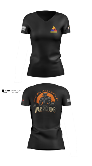 Womens Short Sleeve Vneck Shirt, 261st War Pigeons, Army, Teamtime, Team time, sublimation, custom sports apparel, team uniforms, spirit wear, spiritwear, sports uniforms, custom shirts, team store, custom team store, fundraiser sports, apparel fundraiser