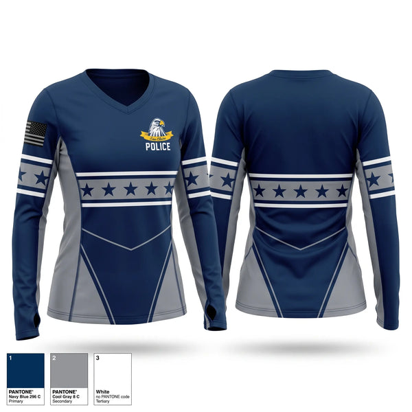 Womens Long Sleeve Vneck Shirt, Eau Claire Police Department, Police, Teamtime, Team time, sublimation, custom sports apparel, team uniforms, spirit wear, spiritwear, sports uniforms, custom shirts, team store, custom team store, fundraiser sports, apparel fundraiser