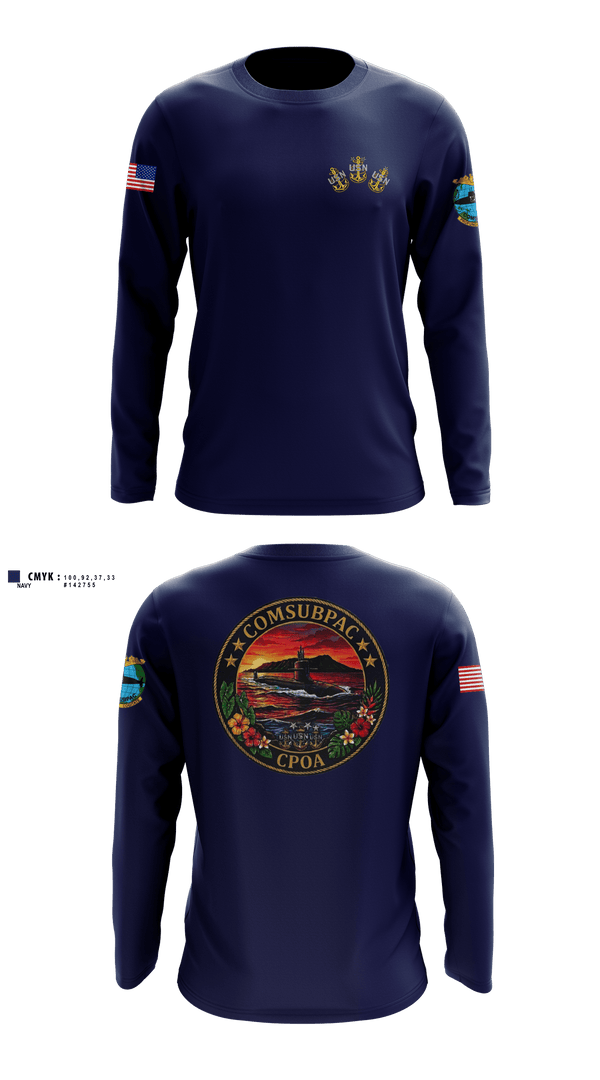 Long Sleeve Performance Shirt, COMSUBPAC CPOA, Navy, Teamtime, Team time, sublimation, custom sports apparel, team uniforms, spirit wear, spiritwear, sports uniforms, custom shirts, team store, custom team store, fundraiser sports, apparel fundraiser