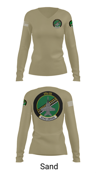 Womens Long Sleeve Vneck Shirt, VFA-105, , Teamtime, Team time, sublimation, custom sports apparel, team uniforms, spirit wear, spiritwear, sports uniforms, custom shirts, team store, custom team store, fundraiser sports, apparel fundraiser