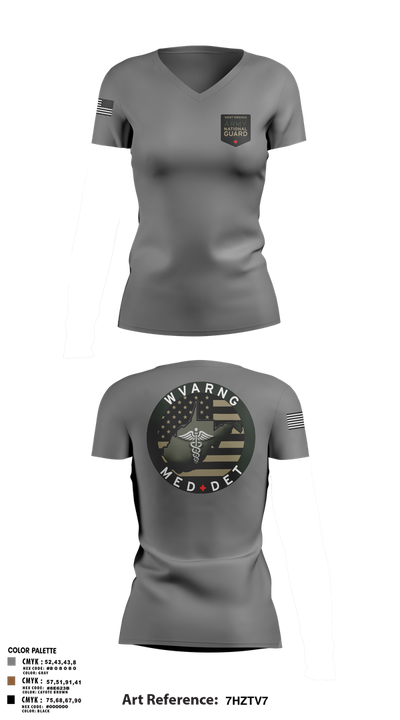 WV ARNG Med Det 75536426 Women's Short Sleeve V-neck Shirt - 1