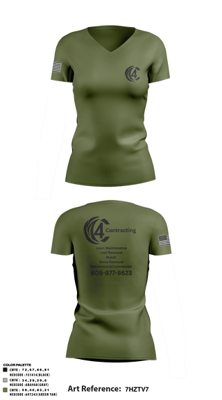 C4 CONTRACTING 35158800 Women's Cotton V-Neck Short Sleeve Shirt -1