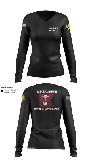 361st Med Log 81064337 Women's Long Sleeve V-neck Shirt - 31