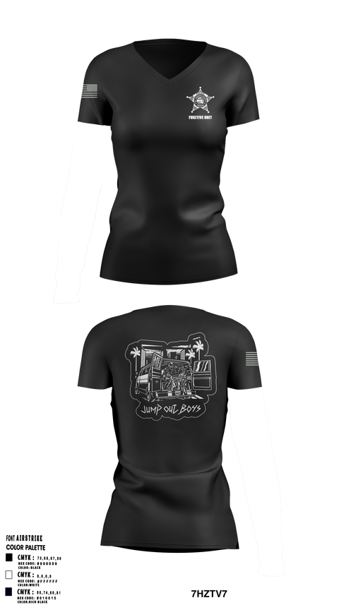 SJCPD Fugitive Unit 24764007 Women's Short Sleeve V-neck Shirt - 1